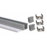 Perfil Aluminio Superficie ECO Plata 17x14,5mm. para tiras LED, barra de 2 Metros - completo- (a 6,45€/mt)