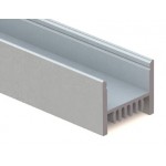 Perfil Aluminio Plata Superficie 28,6x23,4mm. para tiras LED, barra 2 metros