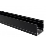 Perfil superficie aluminio Negro U 19x20mm para tiras LED, barra 2 Metros