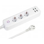 Base enchufe inteligente con 3 tomas 2P+TL y 4 tomas USB y cable, conexión WiFi - Google Home / ALEXA 