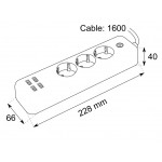 Base enchufe inteligente con 3 tomas 2P+TL y 4 tomas USB y cable, conexión WiFi - Google Home / ALEXA 