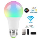 Lámpara LED Standard E27 9W RGB CCT Wifi, para Smartphone y control voz