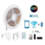 KIT Tira LED 10 mts Flexible 24V 24W 240 Led SMD 5050 IP20 RGB Wifi, para Smartphone y control voz