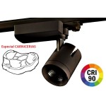 Foco Carril Trifásico LED COB MD6 40W Citizen, CRI>90 Negro, Especial Carnicerias