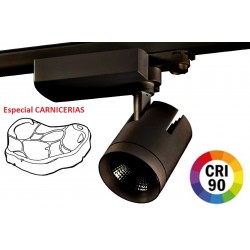Foco Carril Trifásico LED COB MD6 40W Citizen, CRI>90 Negro, Especial Carnicerias