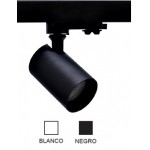 Foco Blanco ó Negro, Carril trifasico LED, Lámpara GU10 