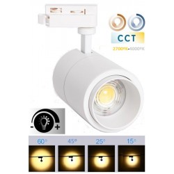 Foco Carril Monofásico Blanco LED COB 30W Regulable con ángulo Ajustable 