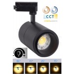 Foco Carril Monofásico Negro LED COB 30W Regulable con ángulo Ajustable 