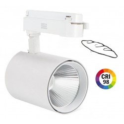 Foco Carril BOT Monofásico Blanco LED COB 30W, especial Panaderías