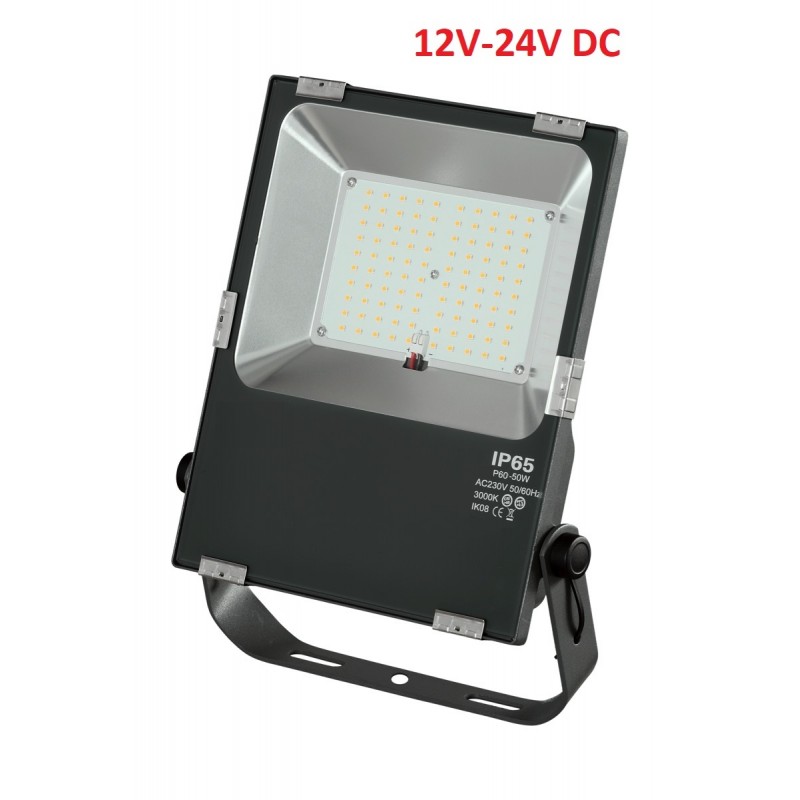 Foco LED exterior PRO 12V-24V DC 50W IP65 Blanco