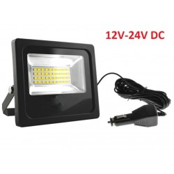 Foco Proyector LED exterior Slim Negro de 12V a 24V 20W IP-66 SMD