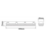 Pantalla estanca para 1 tubo LED de 600mm, conexión 1 lado