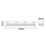 Pantalla estanca para 2 tubos LED de 600mm, conexión 1 lado