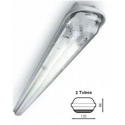Pantalla estanca Policarbonato para 2 tubos LED de 1500mm, conexión 1 lado
