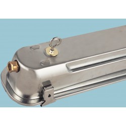 Pantalla estanca INOX para 1 tubo LED de 1500mm, conexión 1 lado