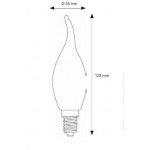 Lámpara LED Vela Clara Flama E14 4W Filamento 2700ºK CRI90 Regulable