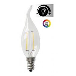Lámpara LED Vela Clara Flama E14 4W Filamento 2700ºK CRI90 Regulable