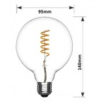 Lámpara LED Globo 95mm Gold E27 4W 2200ºk Filamento Espiral Horizontal