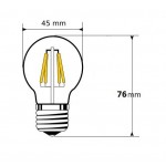 Lámpara LED Esferica Gold E27 2W Filamento