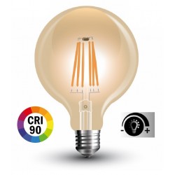 Lámpara LED Globo 125mm Gold E27 7W Filamento 2500ºK CRI90 Regulable
