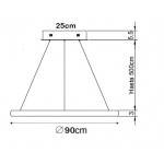 Lámpara Colgante Circular Aluminio ANELL 900mm LED 41W con cable y florón, en Blanco, Negro ó Dorado