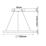 Lámpara Colgante Circular Aluminio ANELL 1200mm LED 54W con cable y florón, en Blanco, Negro ó Dorado