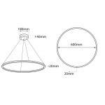 Lámpara Colgante Circular Aluminio ANELL 600mm LED 48W con cable y florón, en Blanco ó Negro