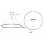 Lámpara Colgante Circular Aluminio ANELL 800mm LED 60W con cable y florón, en Blanco ó Negro