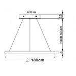 Lámpara Colgante Circular Aluminio ANELL 1800mm LED 80W con cable y florón, en Blanco, Negro ó Dorado