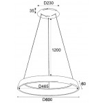 Lámpara Colgante Circular Aluminio NORDIC 600mm LED 36W con 1 mts. cable y florón