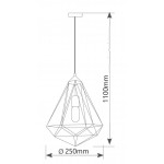 Lámpara Colgante Vintage estructura metálica blanca Diamante con pantalla y p/lampara E27 con cable y florón