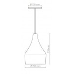 Lámpara Colgante Vintage Metálica Modelo 02 con p/lampara E27, 1,5 mts cable y florón, Blanco ó Negro