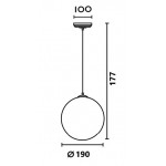 Lámpara Colgante Vintage Globo Blanco 190mm con p/lampara E27, cable y florón