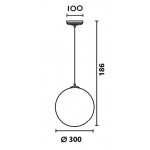 Lámpara Colgante Vintage Globo Blanco 300mm con p/lampara E27 cable y florón