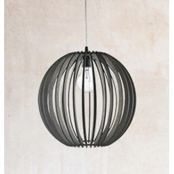 Lámpara Colgante Vintage Globo Madera Café con p/lampara E27, cable y florón