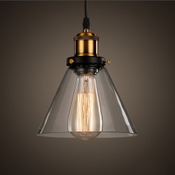 Lámpara Colgante Vintage Copa Cristal con p/lampara E27, cable y florón
