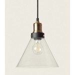 Lámpara Colgante Vintage Copa Cristal con p/lampara E27, cable y florón