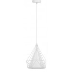 Lámpara Colgante Vintage estructura metálica blanca Diamante con pantalla y p/lampara E27 con cable y florón