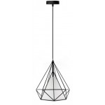 Lámpara Colgante Vintage estructura metálica Negra Diamante con pantalla y p/lampara E27 con cable y florón