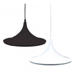 Lámpara Colgante Vintage Metálica Modelo 03Eco con p/lampara E27, 1 mt cable y florón, Blanco ó Negro