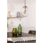 Lámpara Colgante Vintage Globo Cristal con p/lampara E27 Dorado, cable y florón