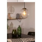 Lámpara Colgante Vintage Globo Cristal con p/lampara E27 Dorado, cable y florón