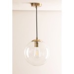 Lámpara Colgante Vintage Globo Cristal con p/lampara E27 Dorado, cable y florón