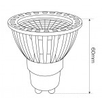 Lámpara LED GU10 COB 6W 50º