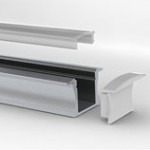 Perfil Aluminio Empotrar 25x15mm. para tiras LED, barra 3 Metros -completo-