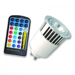 Lámpara LED GU10 5W RGB, con mando IR