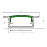 Perfil Aluminio Empotrar 20,5x7mm. para tiras LED, barra 2 metros